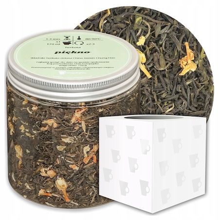 Herbata zielona PIĘKNO o smaku jaśminowym z delikatną nutą cytrusów PREMIUM - herbata liściasta sypana mieszanka napar susz - gotowa na prezent upominek