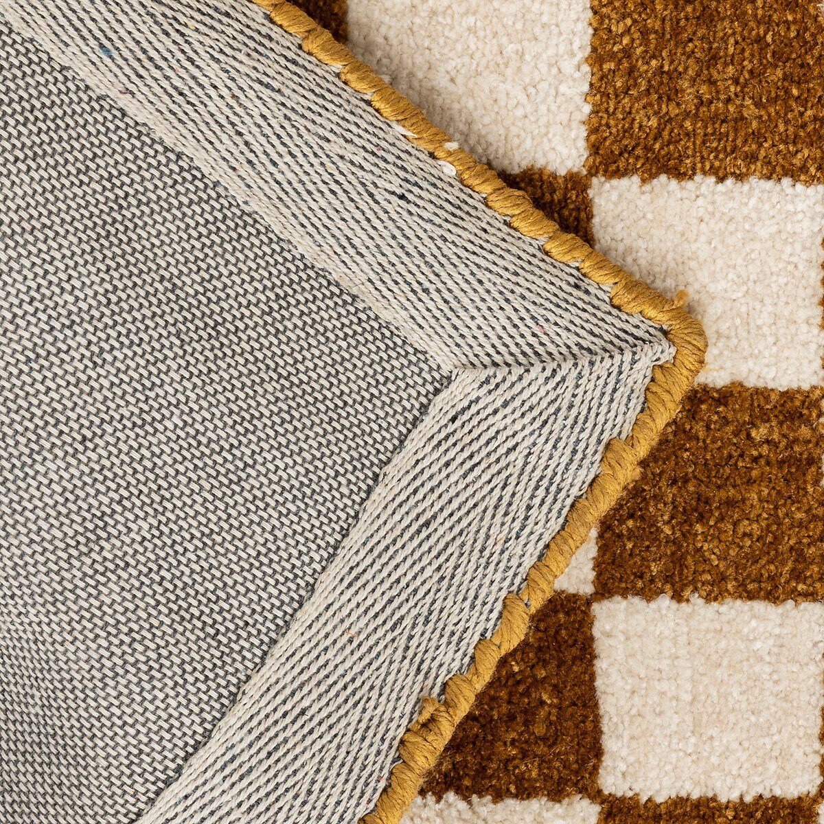 Dywan we wzór szachownicy ochra 118x170 cm