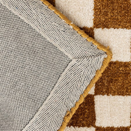 Dywan we wzór szachownicy ochra 118x170 cm