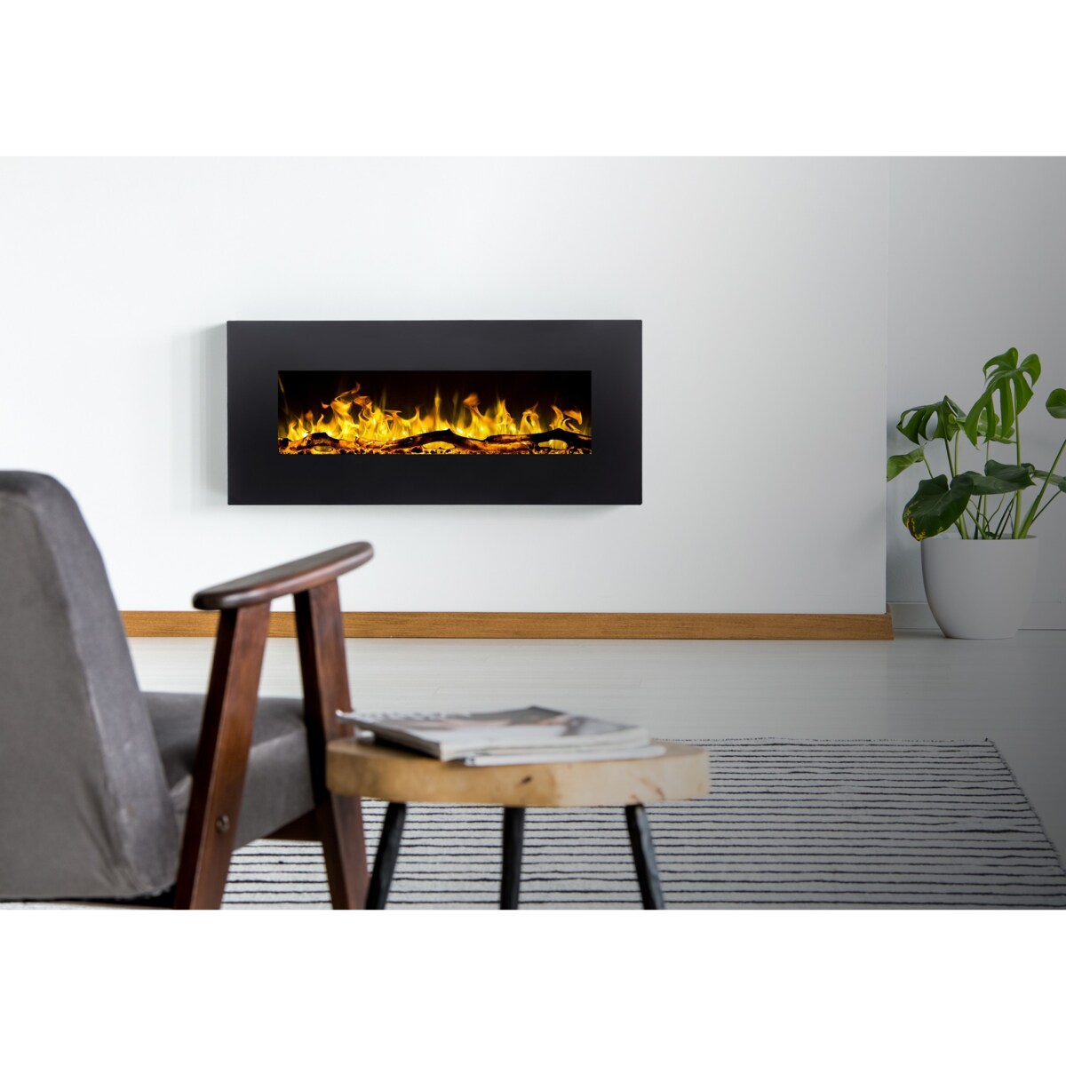 Kominek elektryczny AFLAMO Albion 36 NH - ścienny i do zabudowy - 90x42x14 cm - kominek LED bez funkcji grzania