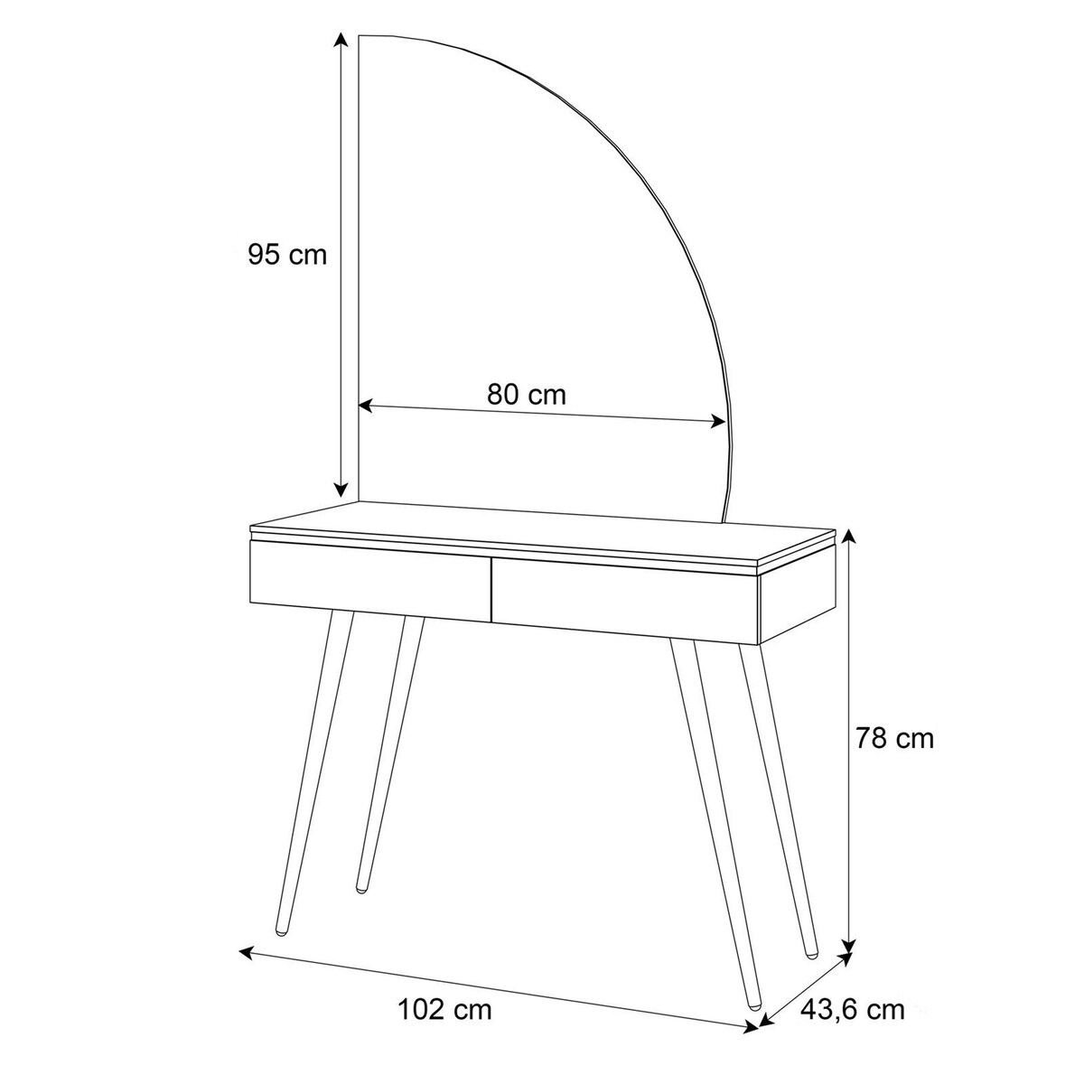Toaletka AURORA-SQ kaszmir z lustrem lewym