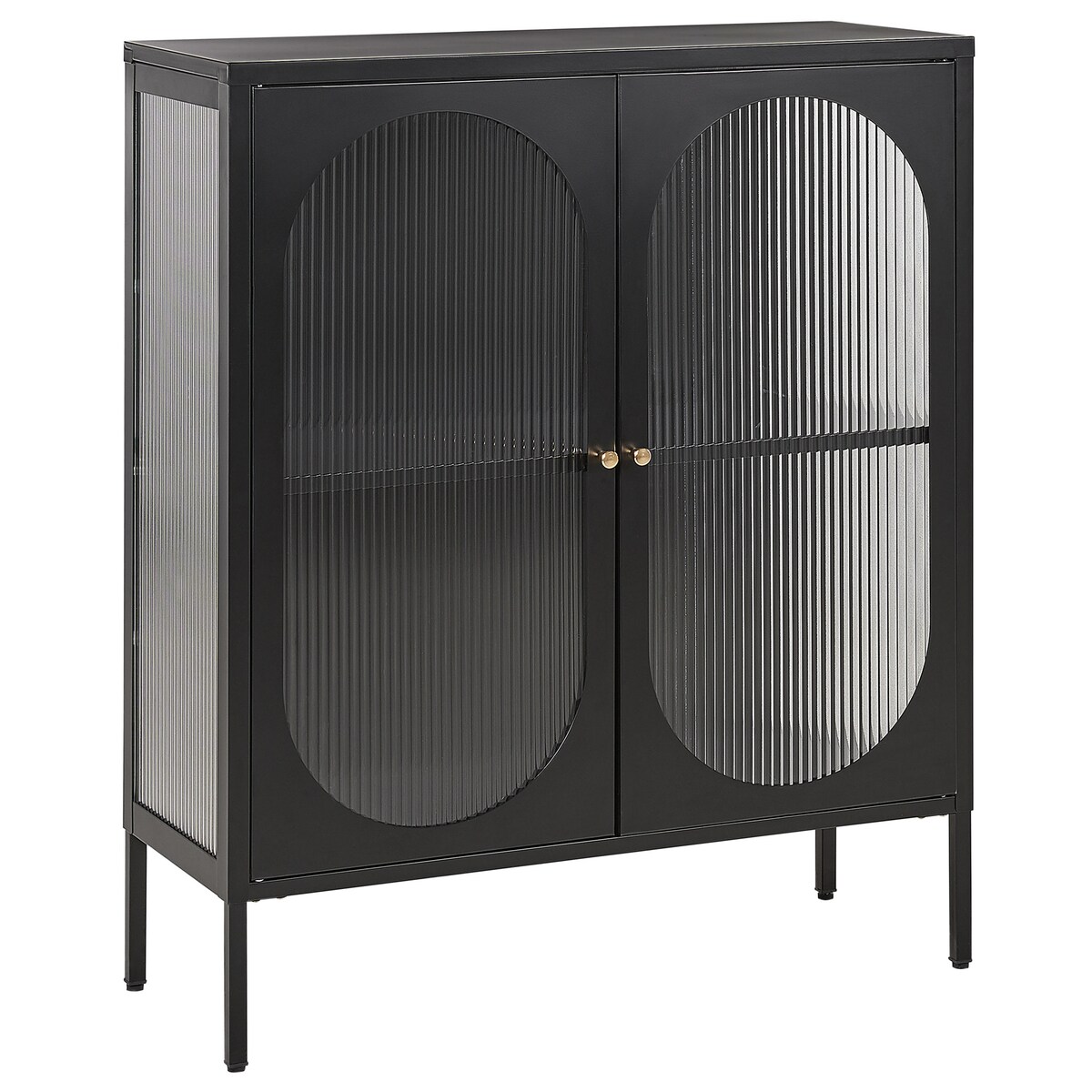 Szafka ze szklanymi drzwiami SARRE Metal 90 cm Czarny