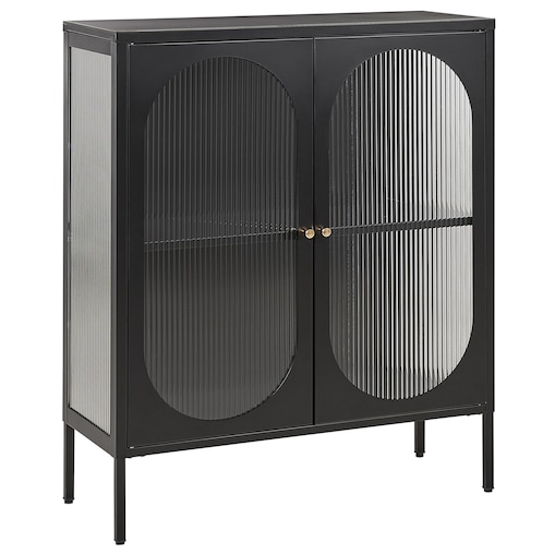 Szafka ze szklanymi drzwiami SARRE Metal 90 cm Czarny
