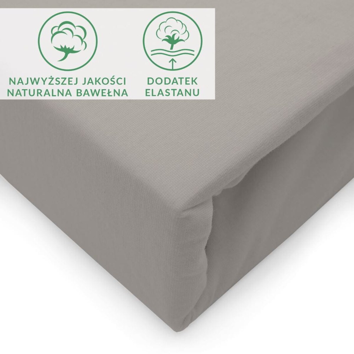 Prześcieradło jersey z elastanem z gumką 90x200 kolor popiel