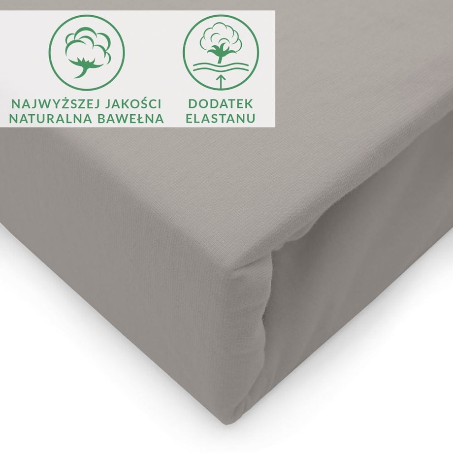 Prześcieradło jersey z elastanem z gumką 90x200 kolor popiel