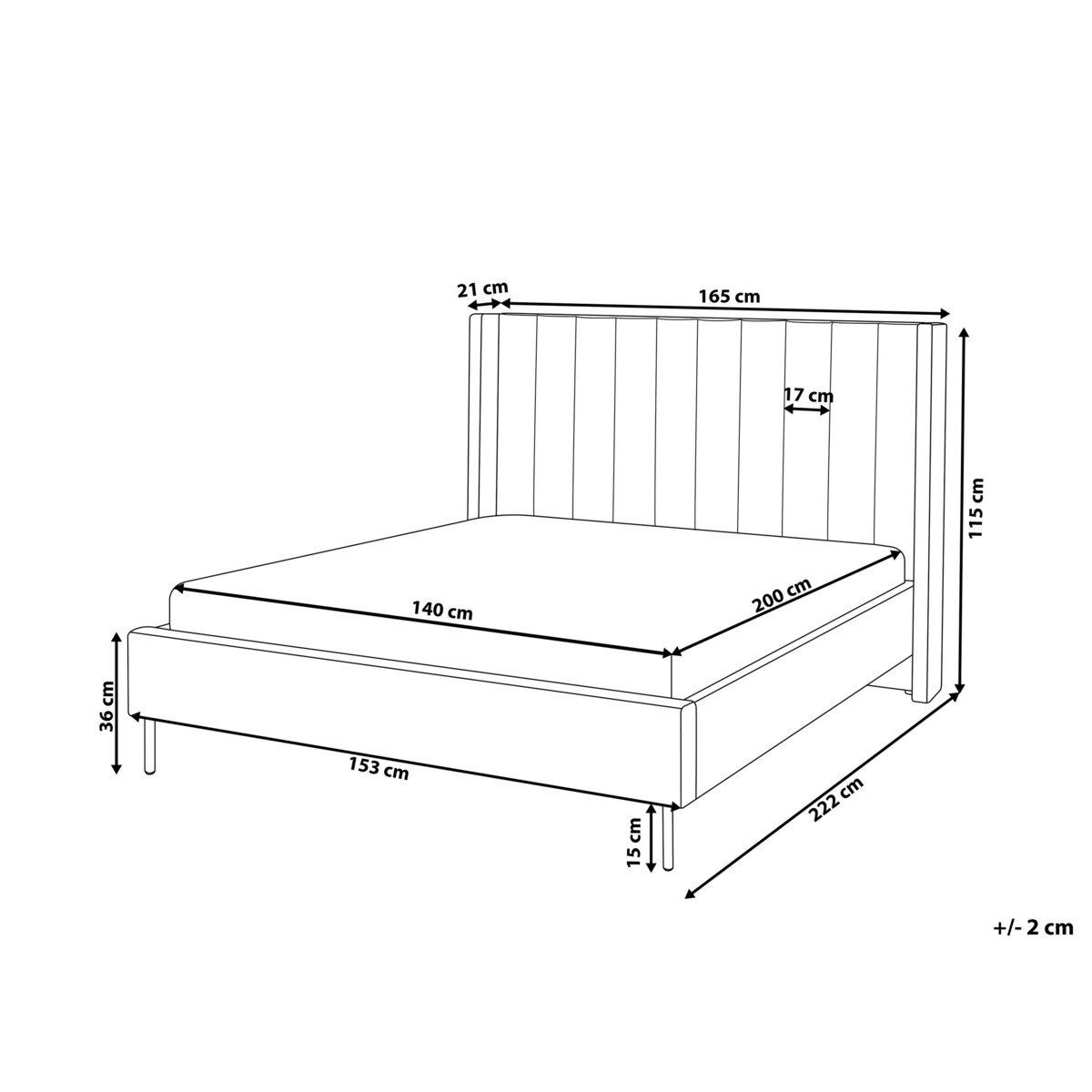 Łóżko welurowe 140 x 200 cm beżowe VILETTE