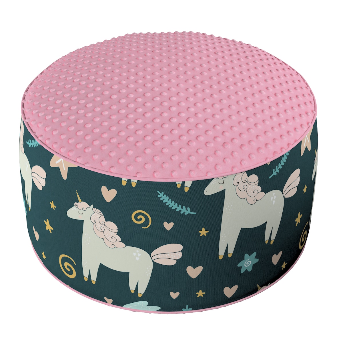 Puf dwukolorowy Coli z Minky, niebieski, 50x25 cm, Magic Collection