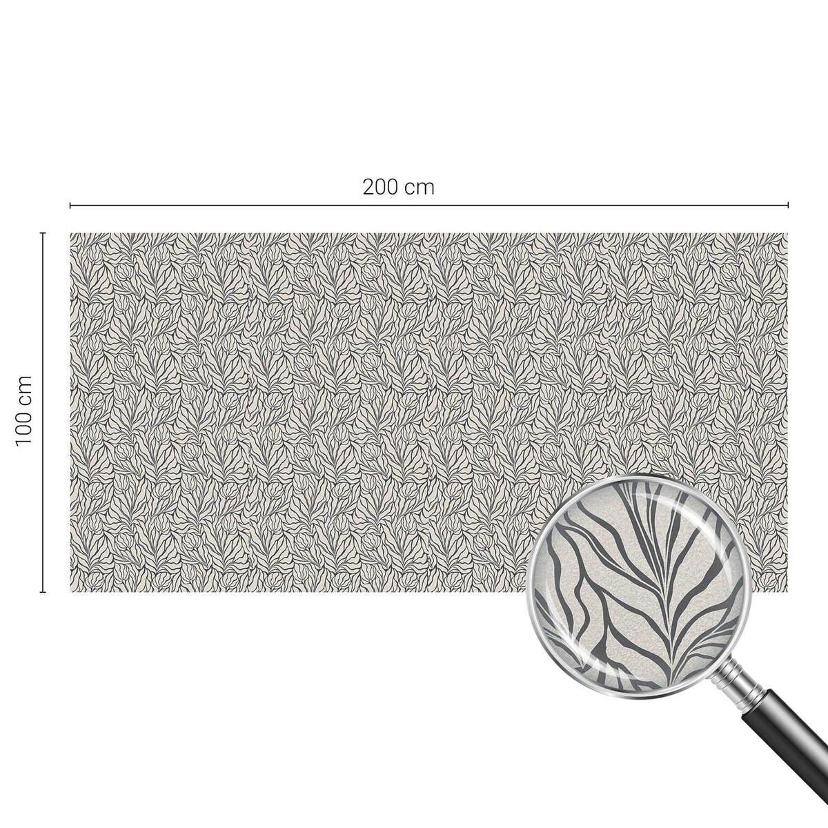 Naklejka na szybę dekoracyjna - Roślinny wzór klasyczna symetria - 200x100 cm