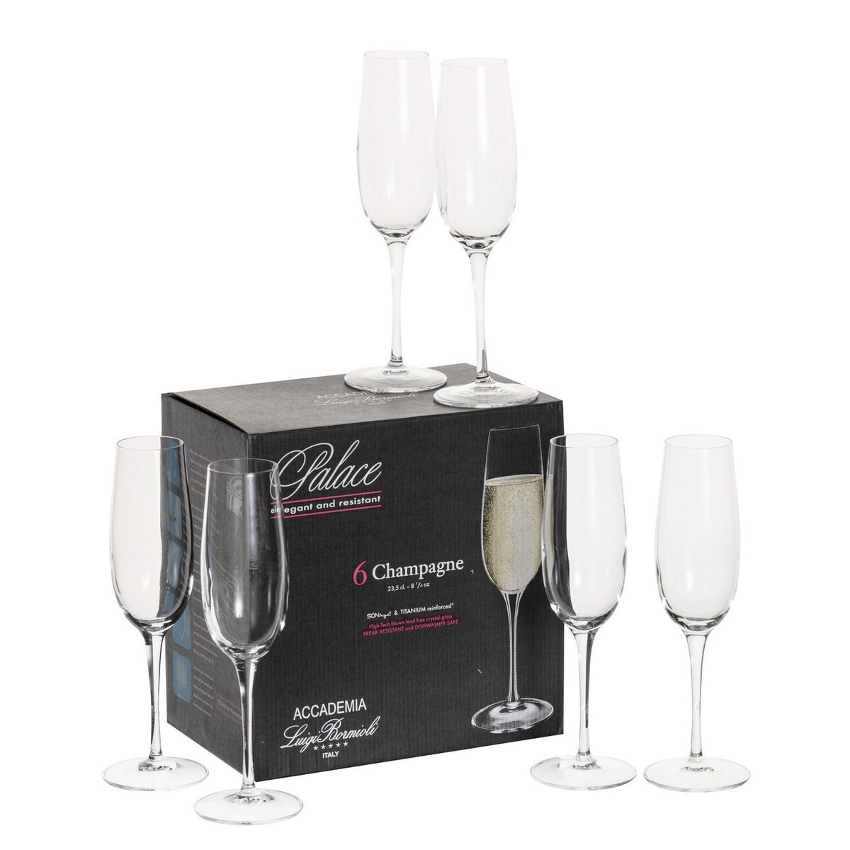 Kieliszki do szmapna Plzazzo 6szt. 235ml, 4,6 x 7,5 x 24 cm