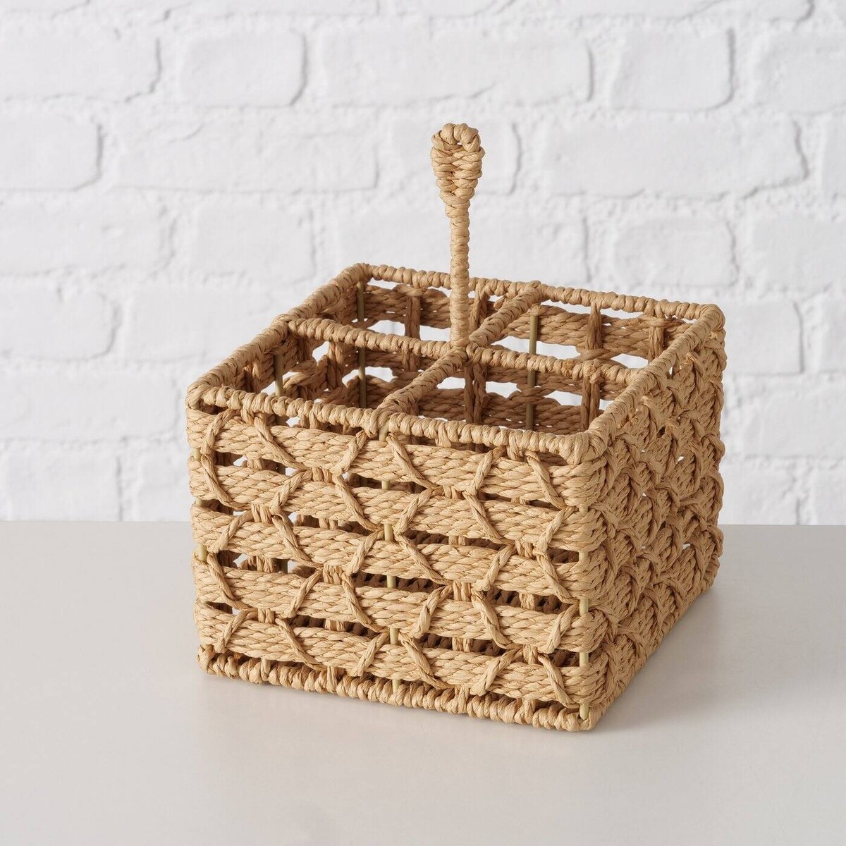 Pleciony koszyk z uchwytem CHARISO, kwadratowy