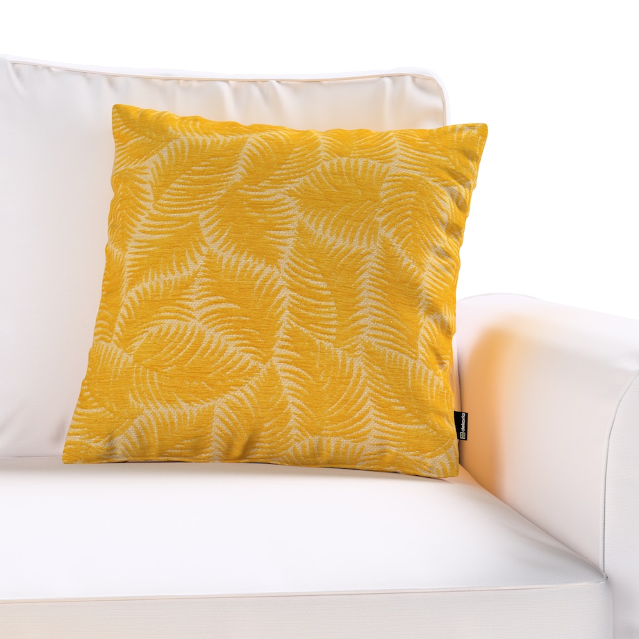 Poszewka Wera na poduszkę 45x45 miodowe liście paproci na beżowym tle