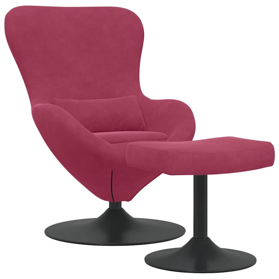 vidaXL Fotel Jajko z Podnóżkiem czerwone wino 63 x 73 x 90 cm Aksamit