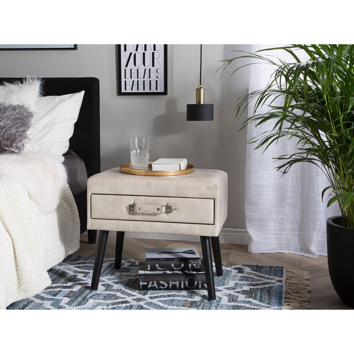 Stolik nocny ekoskóra beżowy EUROSTAR