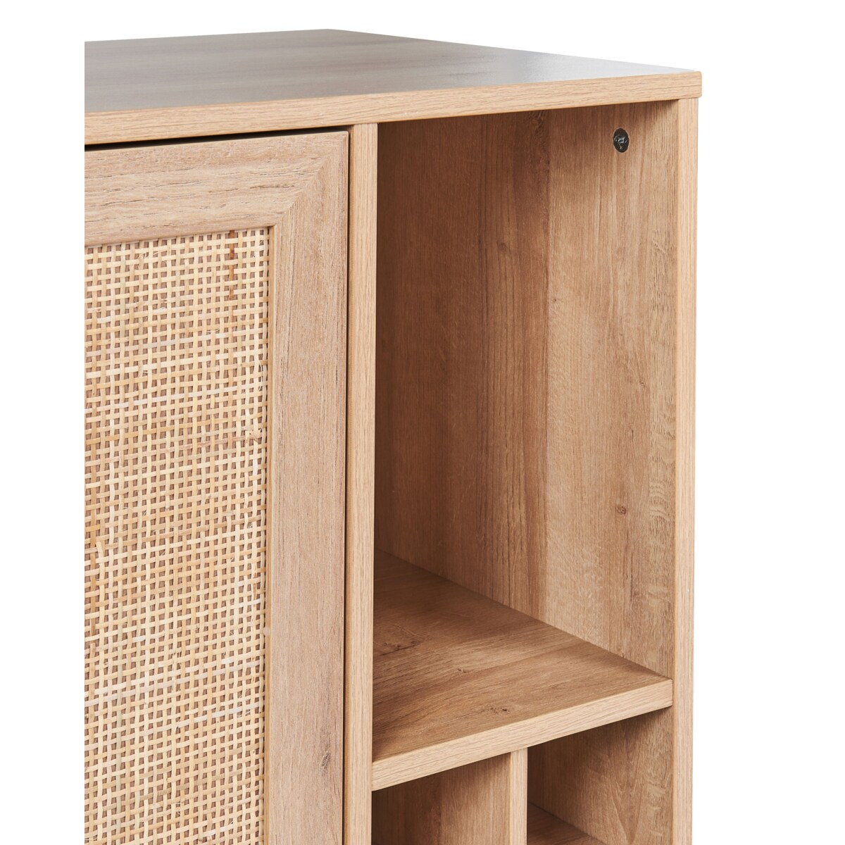 Szafka dwudrzwiowa fronty rattanowe jasne drewno PAGET