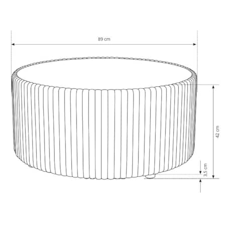 Stolik okrągły kawowy tapicerowany MIJA w tkaninie Tilia, beżowy