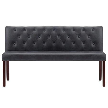 vidaXL Ławka, 148,5 cm, szara, sztuczna skóra zamszowa