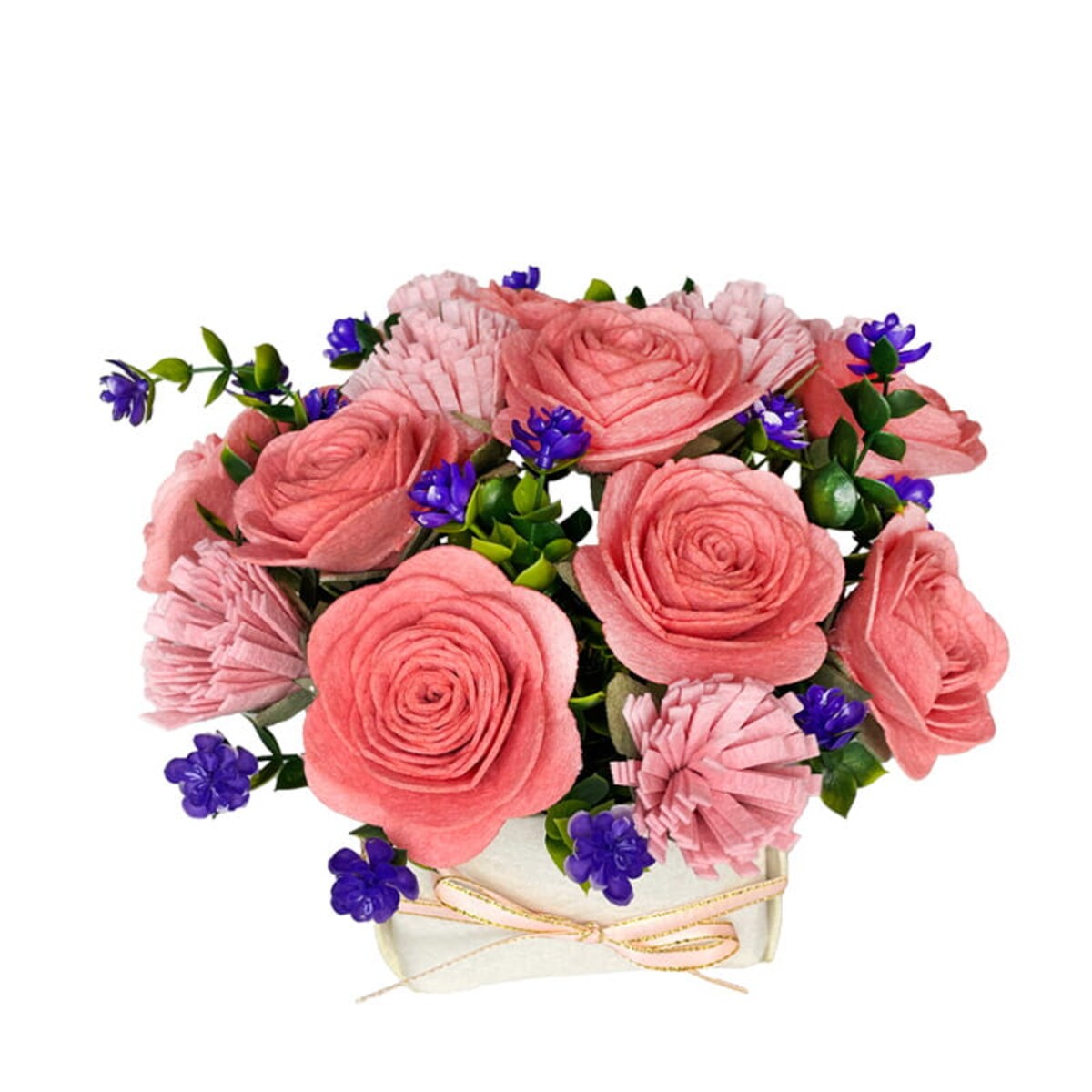 Kwiaty w koszyku DIY - Róże różowe