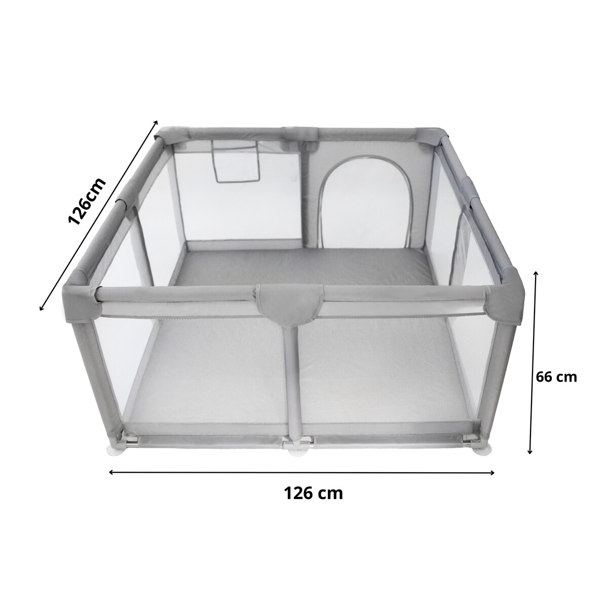 Kojec dla dziecka 126x126 cm suchy basen plac zabaw szary + piłki + torba