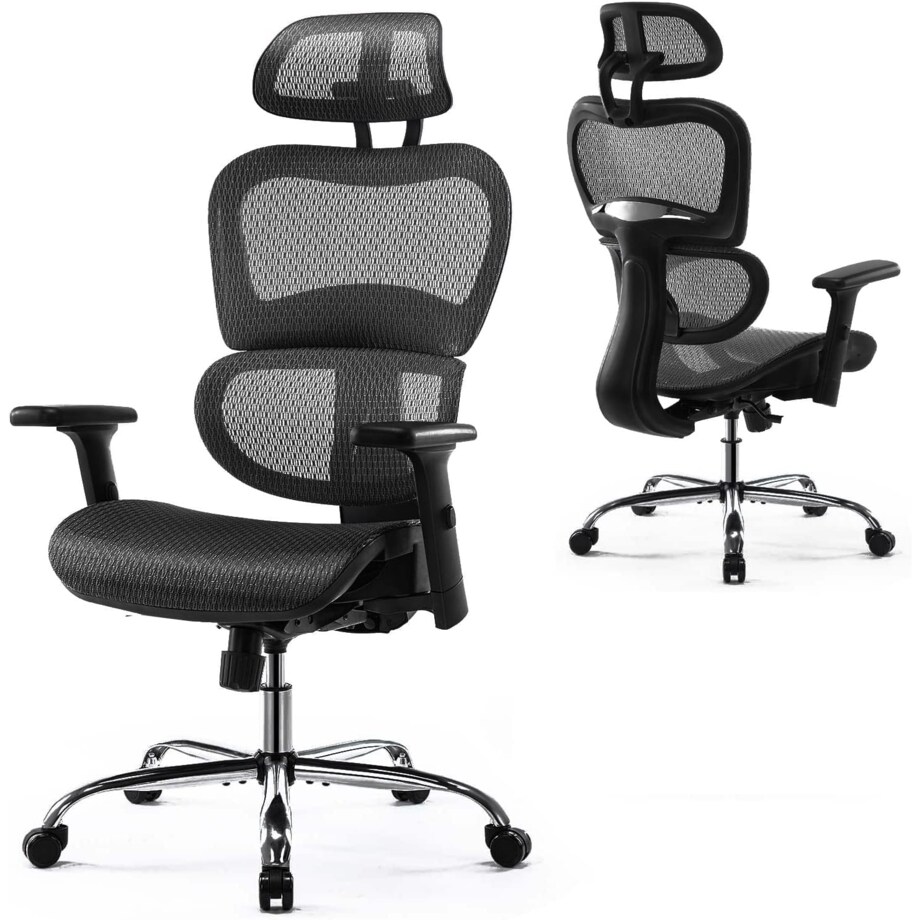 FOTEL ERGONOMICZNY COMFY SIATKA REGULACJA CHROMOWANA PODSTAWA BIUROWY