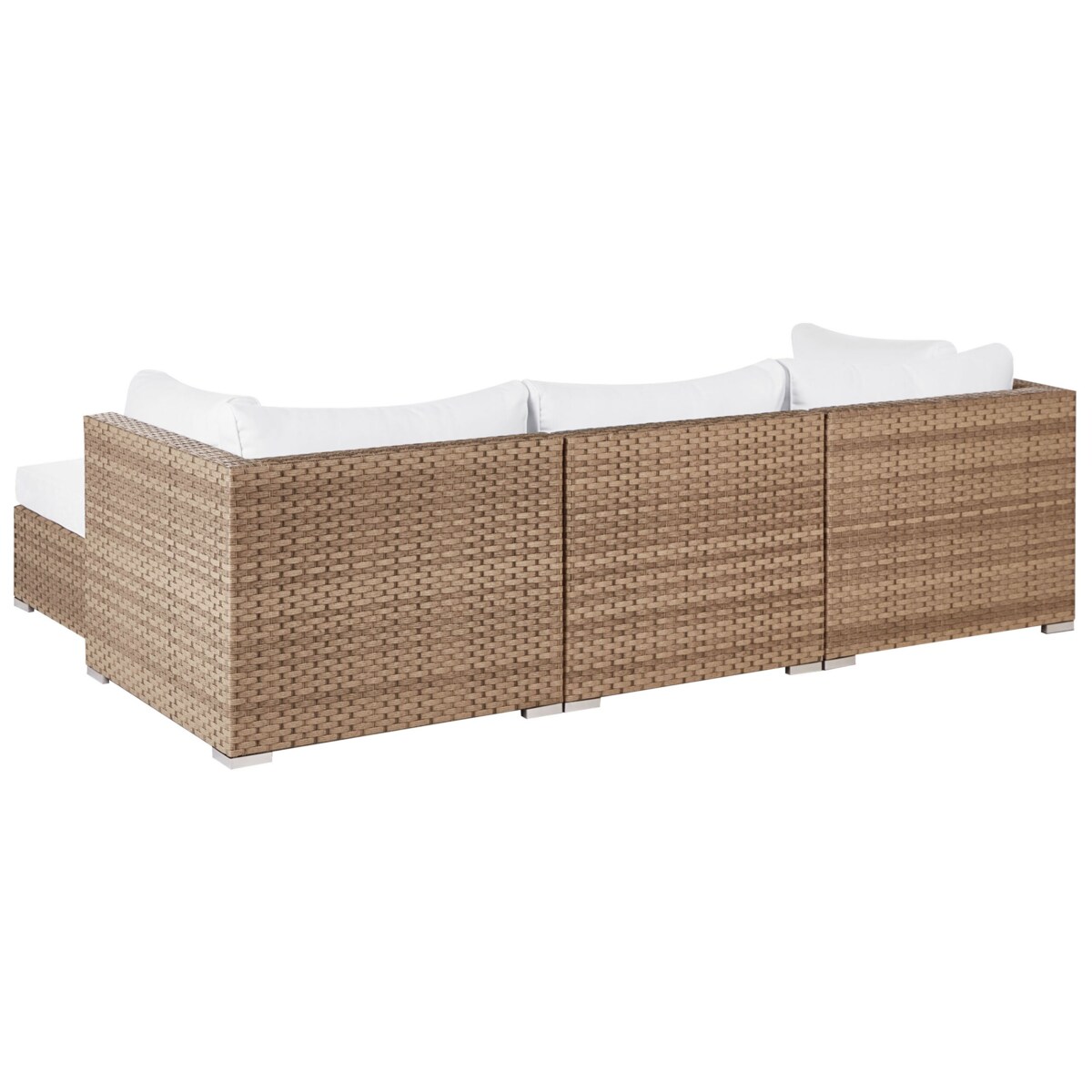 Narożnik ogrodowy ze stolikiem dla 4 osób SANO Lewostronny Modułowy Technorattan Naturalny