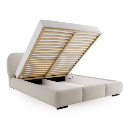 Łóżko tapicerowane 200x200 ROZA z pojemnikiem na pościel, fioletowo-brązowy