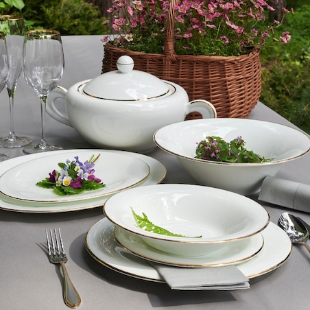 VILLA ITALIA Serwis obiadowy porcelanowy na 12 osób NAOMI GOLD
