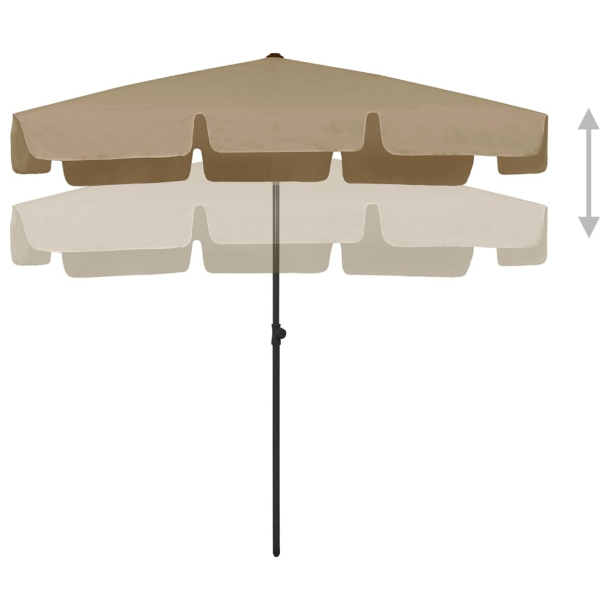 vidaXL Parasol plażowy, taupe, 200x125 cm