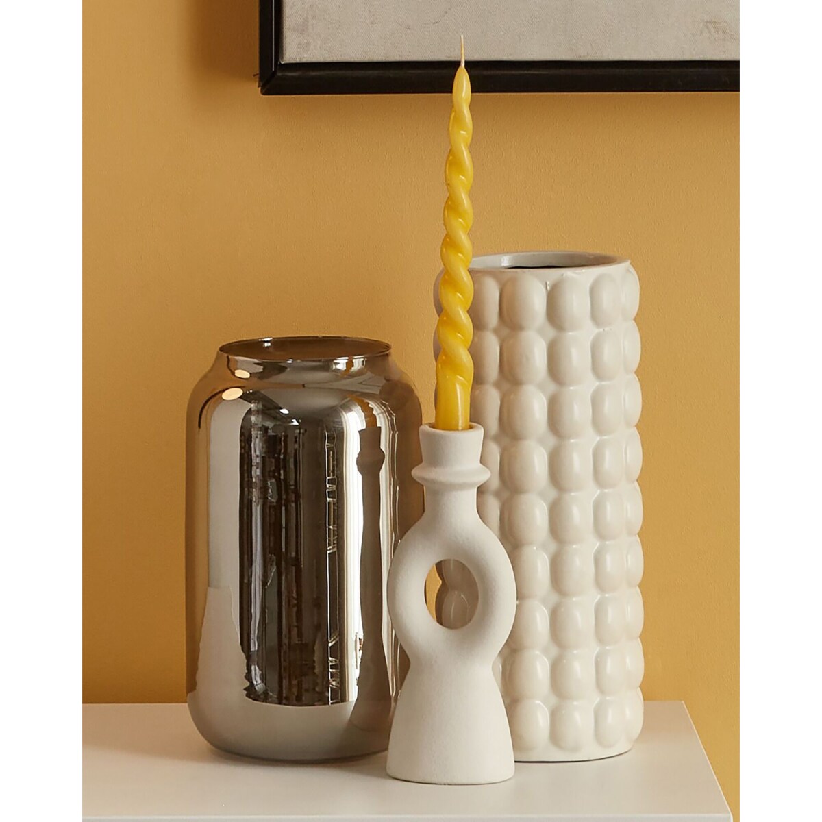 Świecznik ceramiczny biały SPARTA