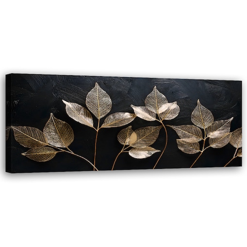 Stylowe Obrazy do salonu Minimalizm Liście Rośliny Glamour Abstrakcja 120x40