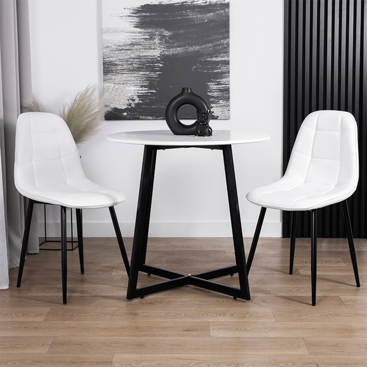 Krzesło tapicerowane ekoskóra białe nowoczesne loftowe