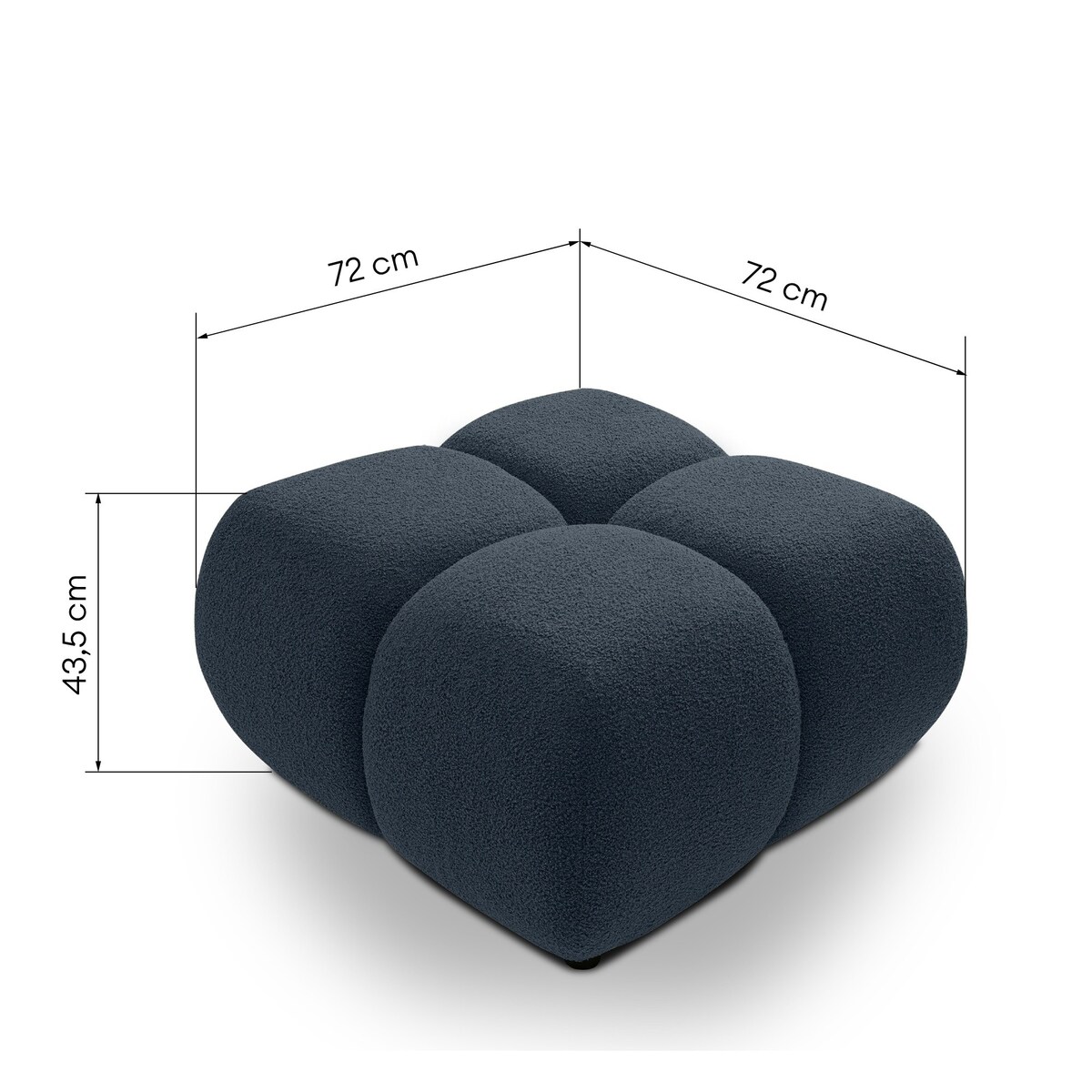 Pufa poczwórna PALIA - VII bouclé 43,5x72x72 granatowa