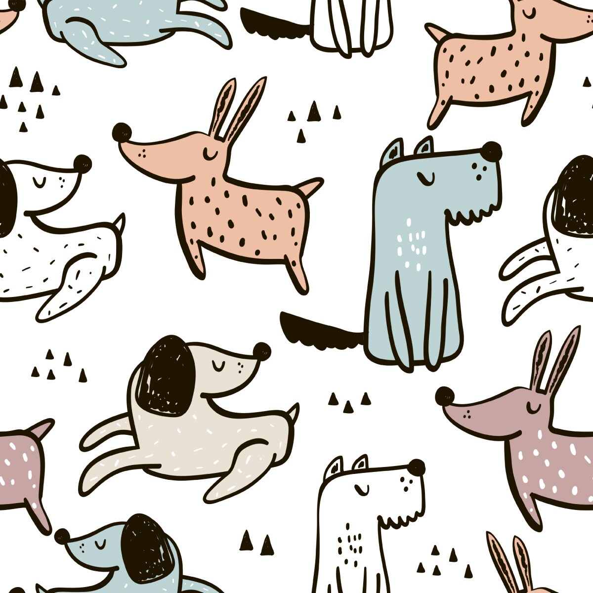 Tapeta Dziecięca KOLOROWE Pieski Zwierzątka