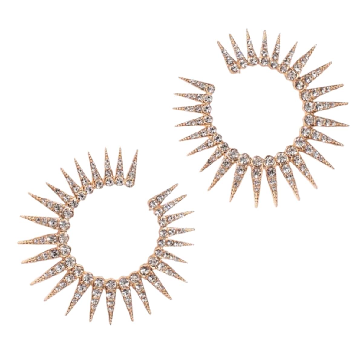 Złote kolczyki PUNK gothic złote kolce wizytowe z pazurem modne sztyfty