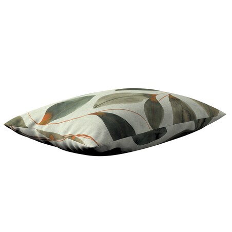 Poszewka Kinga na poduszkę prostokątną 60x40 brązowo-pomarańczowe liście na szarym lnianym tle