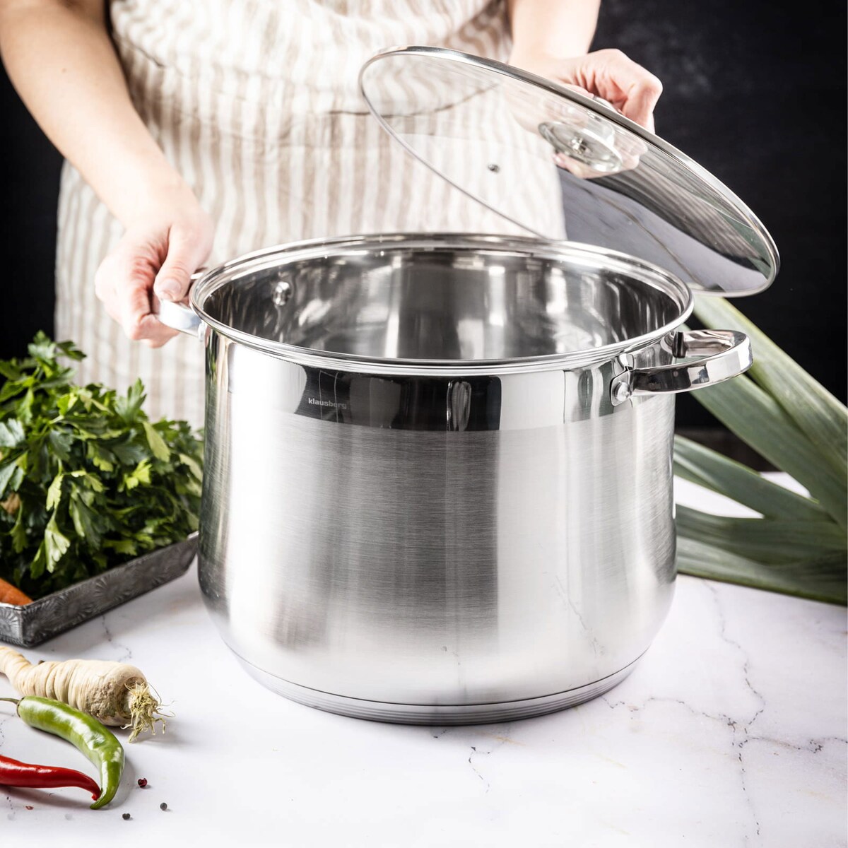 Zestaw garnków gastronomiczne zestaw 6 ele. 10.7l+13l+16L KLAUSBERG stock pot