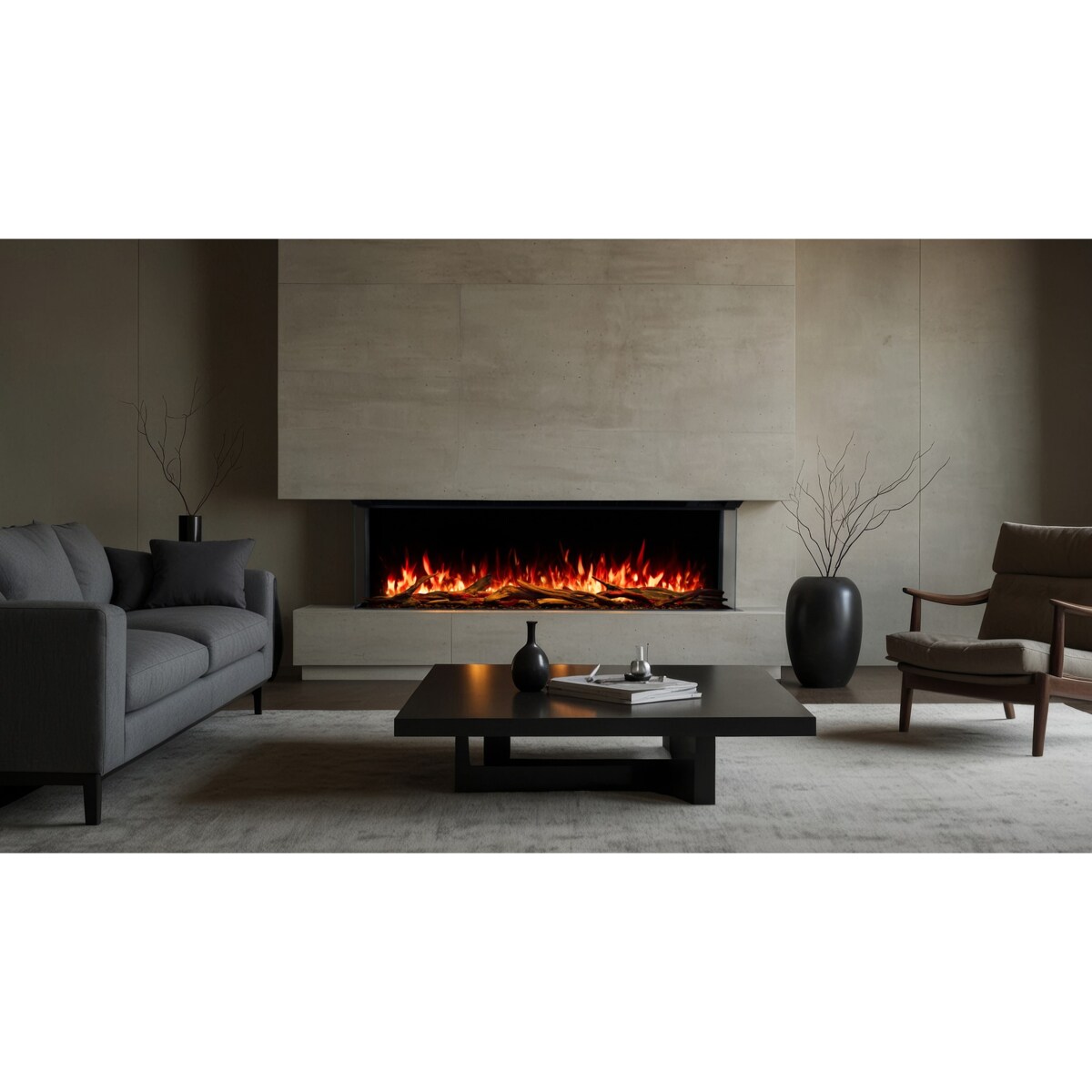 Kominek elektryczny AFLAMO Superb 3D 120 - do zabudowy - 120x65x35 cm - kominek LED z funkcją grzania 750/1500 W