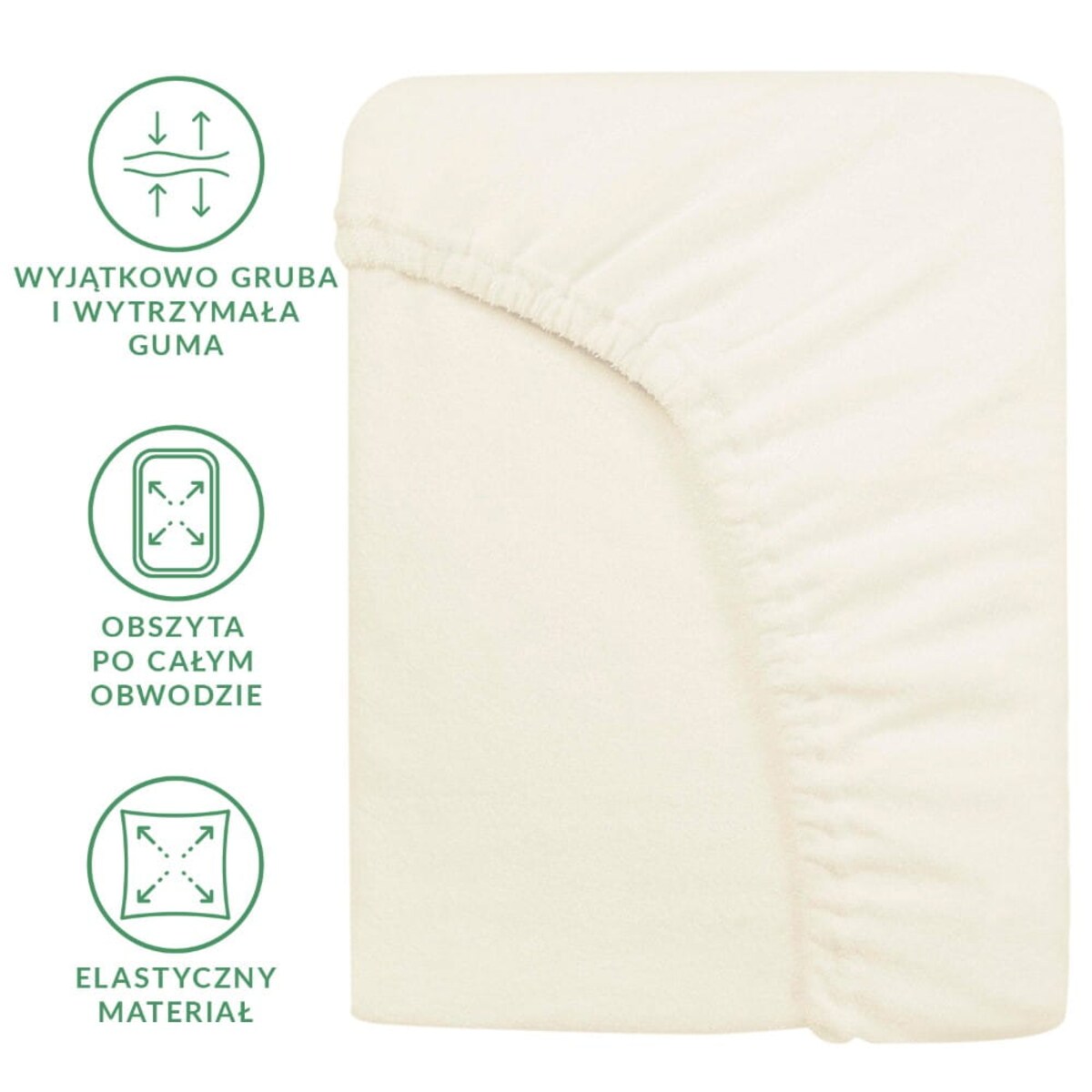 Prześcieradło z bawełny frotte z gumką 200x220 kolor ecru