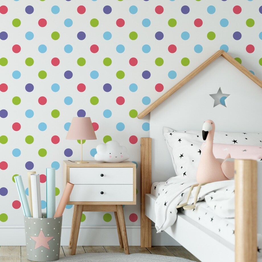 Tapeta Dla Dzieci Kolorowe GROSZKI Kropki