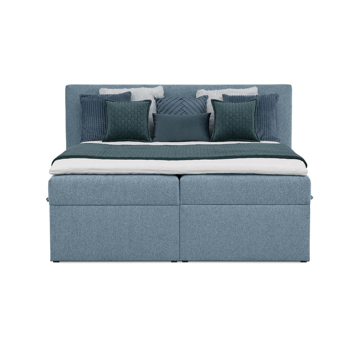Łóżko kontynentalne ANNABELLE 200x200 z pojemnikiem, Niebieski, tkanina Matana 11