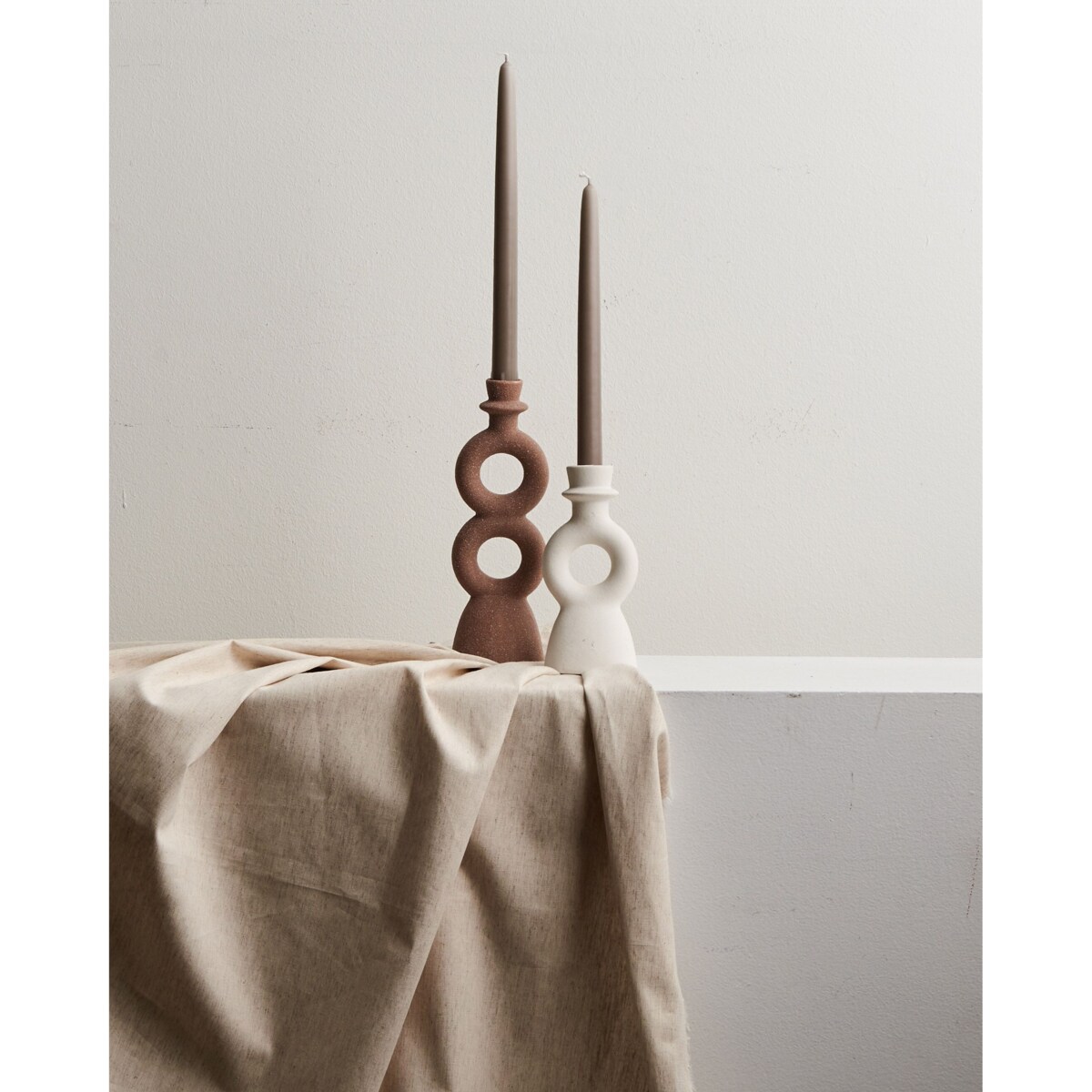 Świecznik ceramiczny biały SPARTA