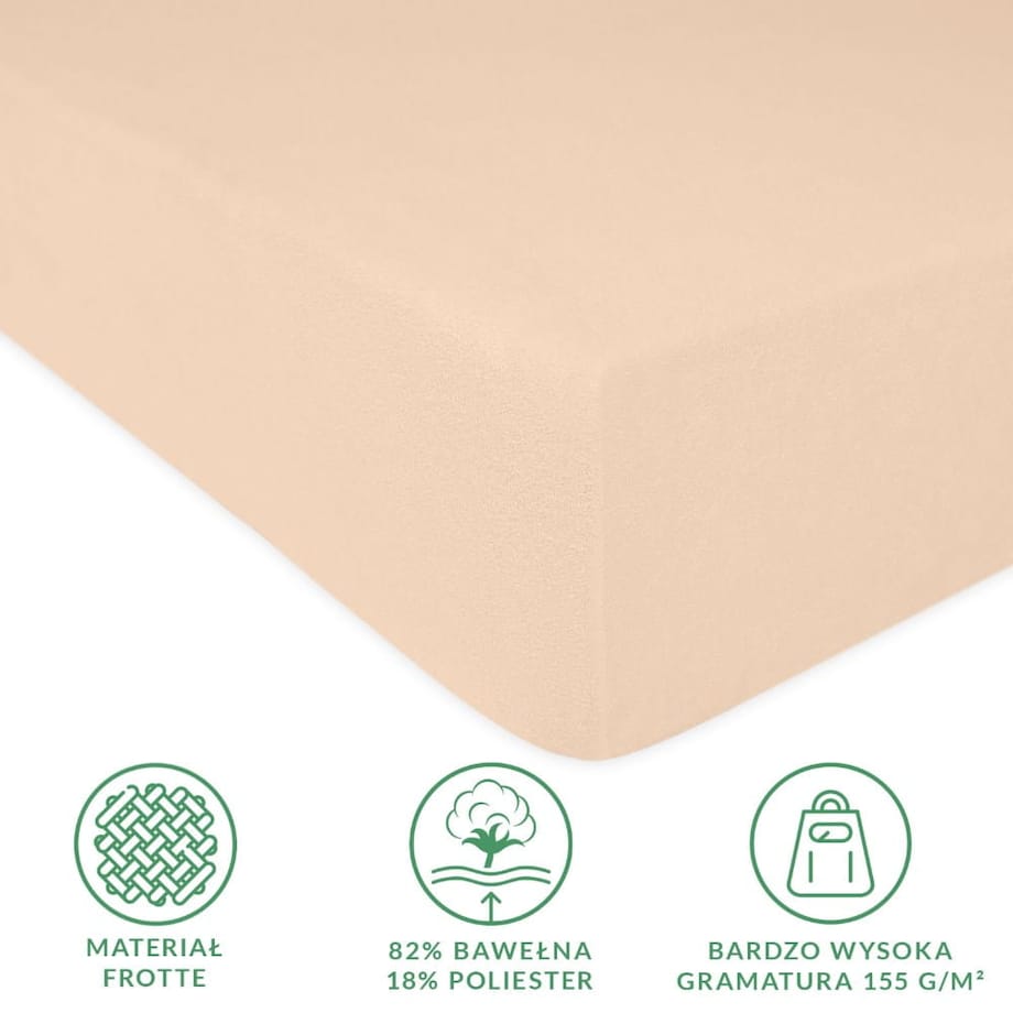 Prześcieradło frotte z gumką 160x200 kolor róż perłowy