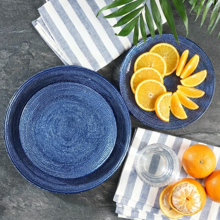 VILLA ITALIA Talerz do ciasta szklany 28 cm BLU INCANTO