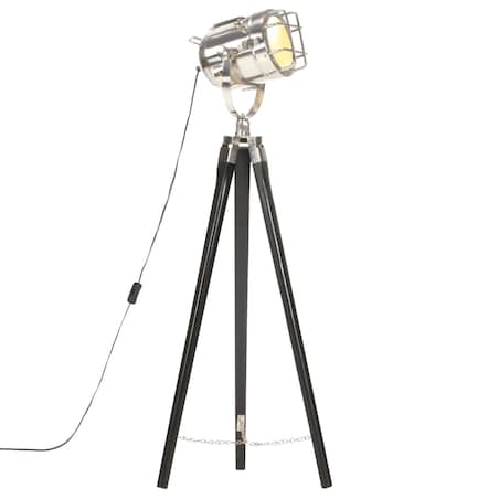 vidaXL Lampa podłogowa na trójnogu, czarna, lite drewno mango, 97 cm