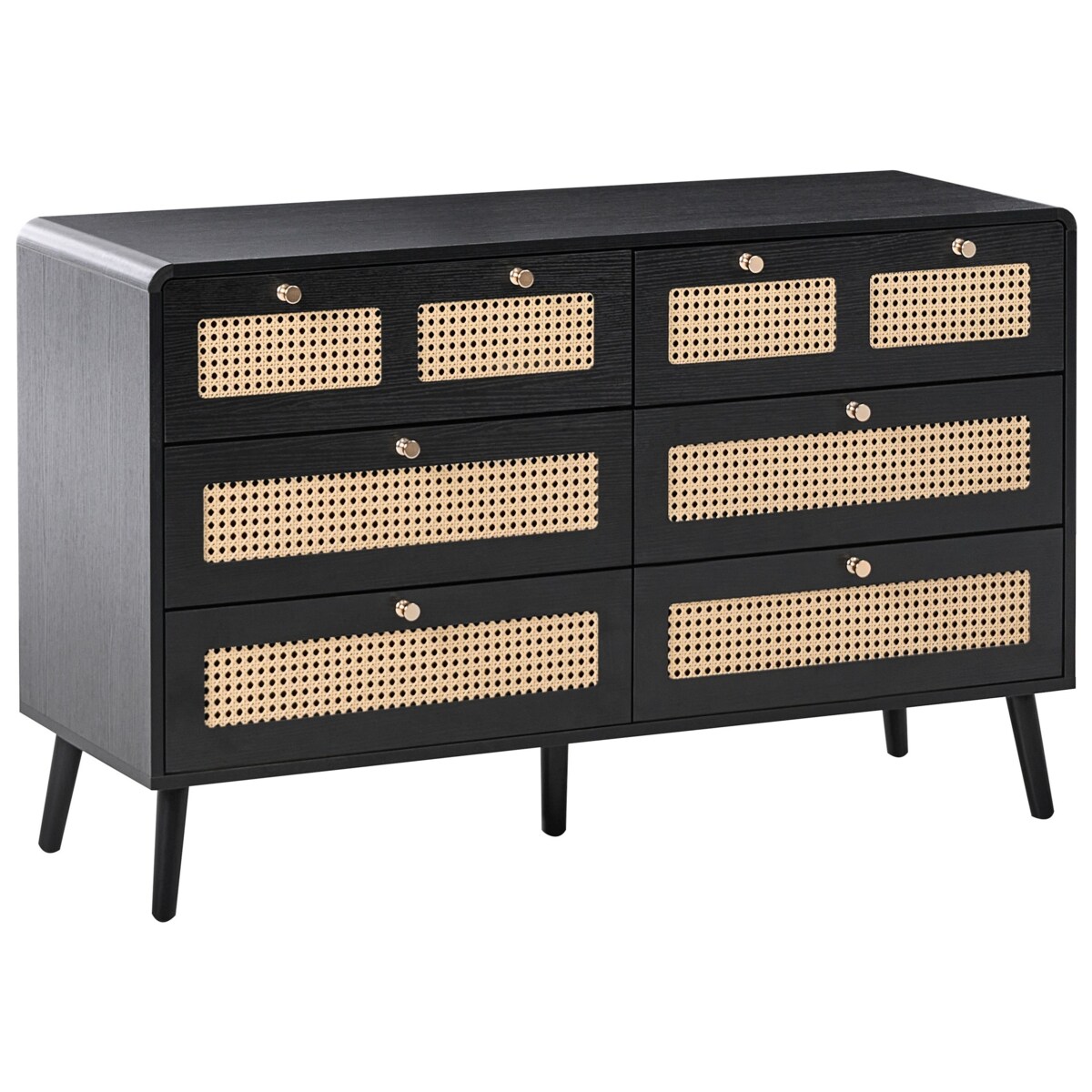 Komoda 6 szuflad MOURA Czarny