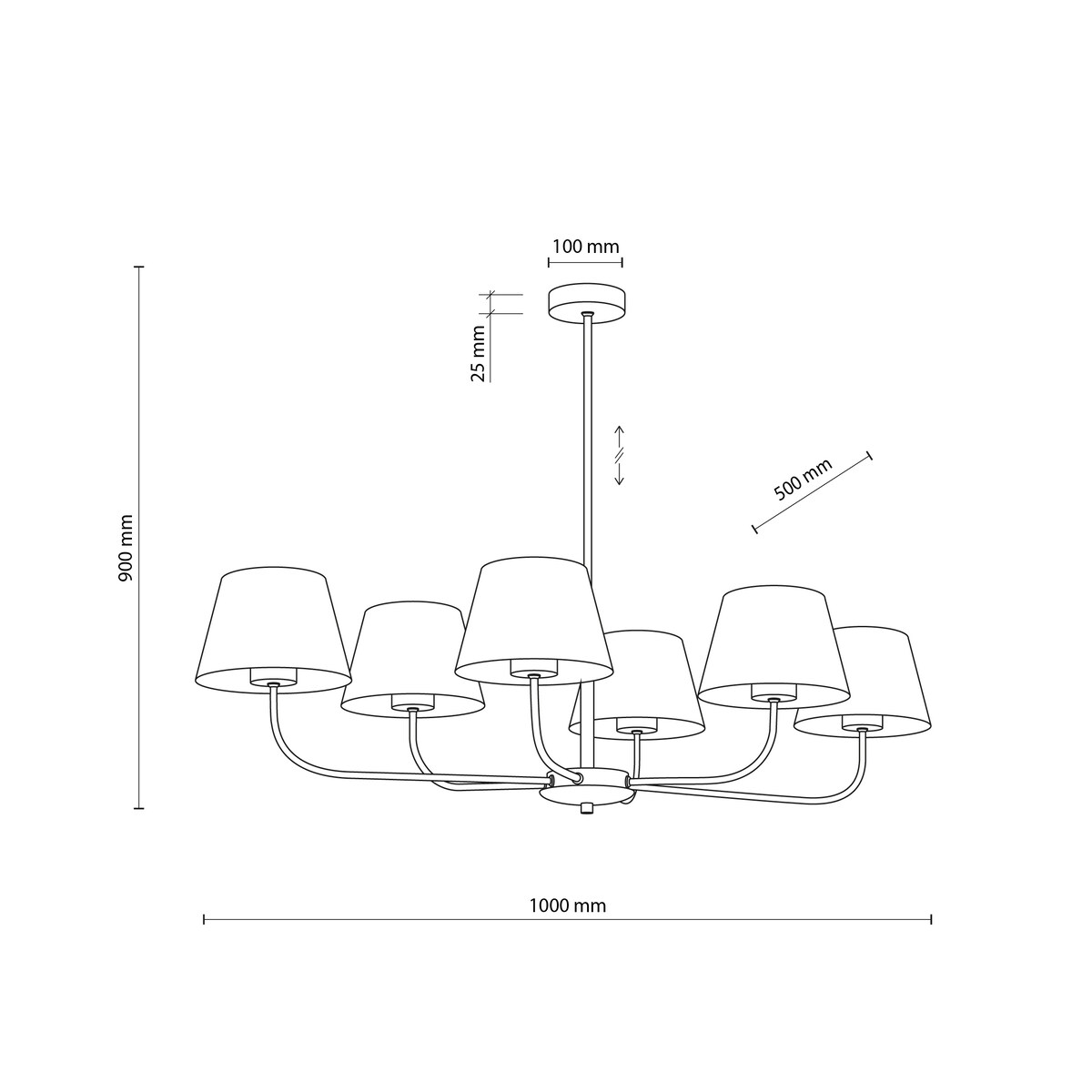 Klasyczny żyrandol abażurowy Chicago 3999 TK Lighting lniany czarny