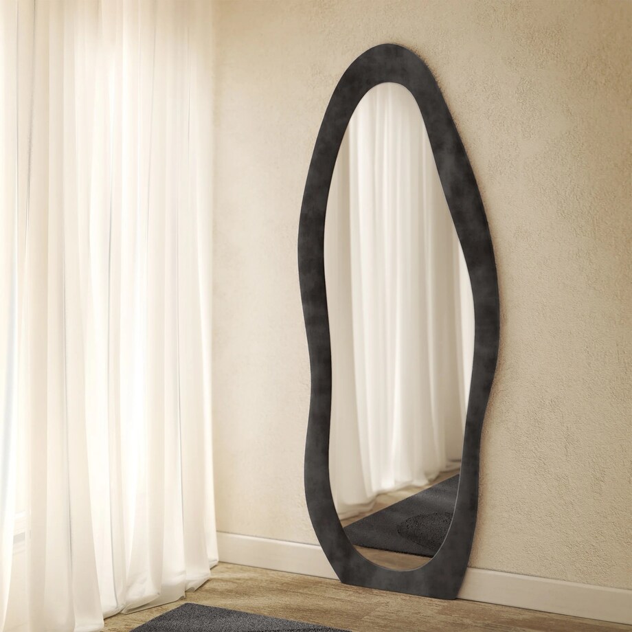 Lustro w nieregularnej ramie aksamitne czarne 170x60 cm