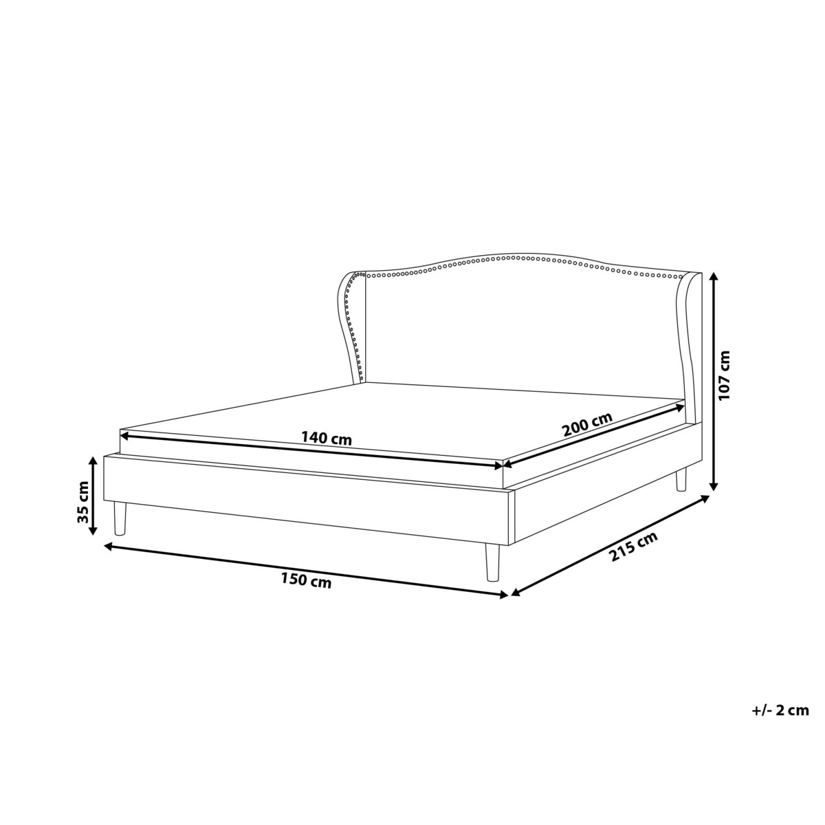 Łóżko tapicerowane 140 x 200 cm szare COLMAR