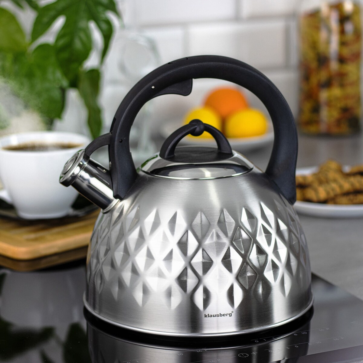 Czajnik stalowy z gwizdkiem 3.0L Diamond srebrny KLAUSBERG