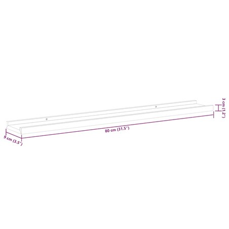 vidaXL Półki ścienne na zdjęcia, 2 szt., czarne, 80x9x3 cm, MDF