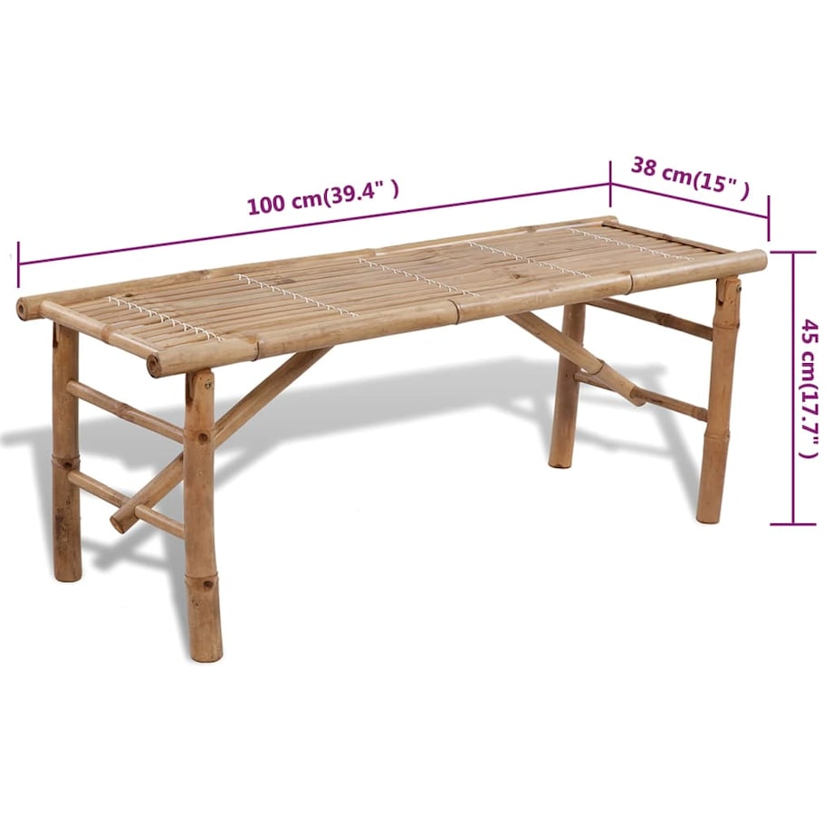 vidaXL Stół biesiadny z 2 ławkami, 100 cm, bambus